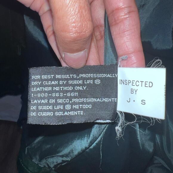 Vintage 80s Genuine Leather Bomber Jacket Coat Size Large Women's Winter Green - Picture 10 of 13